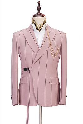 Nolan Pink Striped Peaked Lapel Fitted Men Suits Online