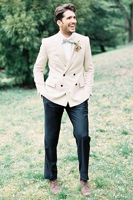 Ivory Wedding Tuxedos For Groom | 2 Pieces Set Groomsmen Best Man Suit Bridegroom