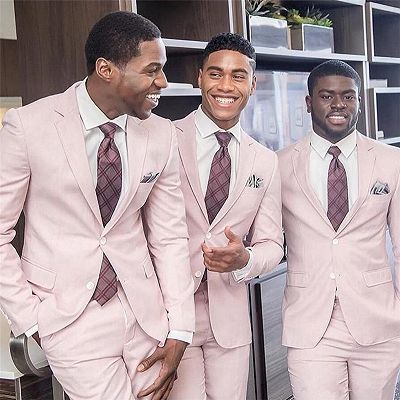 Nathaniel Stylish Blushing Pink Slim Fit Groomsmen Suits for Wedding_2