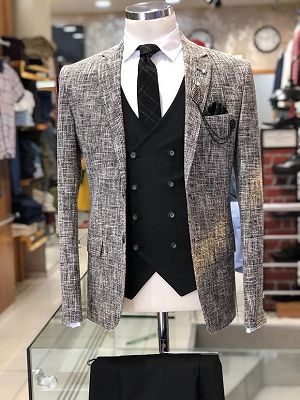 Charles Fashion Notched Lapel Slim Fit Men Blazer Jacket with Vest_2