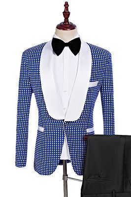 Timothy Blue One Button Shawl Lapel Wedding Tuxedo for Men_1