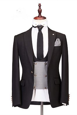 Collin Peaked Lapel Three-Piece Best Fitted Men Suits for Wedding_1