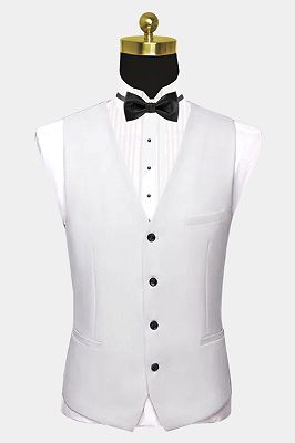 Classic White Wedding Tuxedos with Black Satin Shawl Lapel and Pocket Edge - Will_2