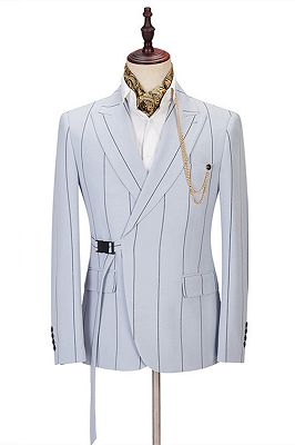 Damian Handsome Striped Peaked Lapel Men Suits Online_1