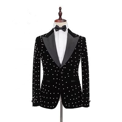Omar Glamorous Black Peaked Lapel Men Suits for Prom_4