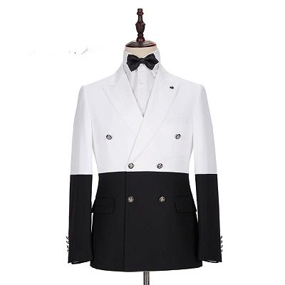 Jorge Simple White and Black Double Breasted Men Suits Online_5