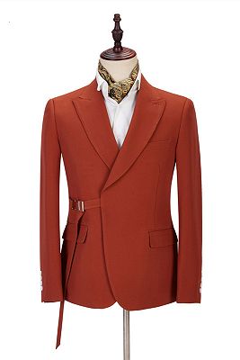 Giovanni Newest Peaked Lapel Slim Fit Orange Men Suits for Casual