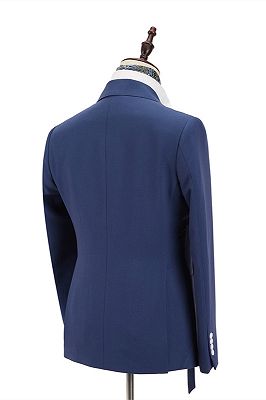 Kayden Newest Dark Blue Peaked Lapel Slim Fit Men Suits for Business_3