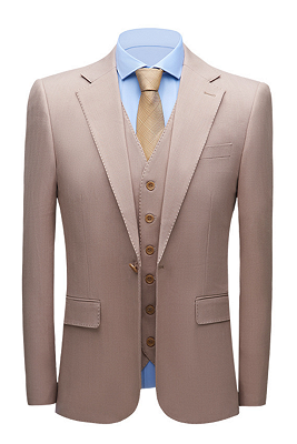 Stylish Notched Lapel Slim Fit Nude Pink Formal Suits for Men