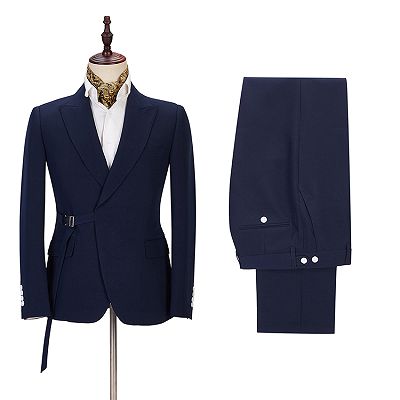Maxwell Navy Blue Peaked Lapel Men Suits Online_3
