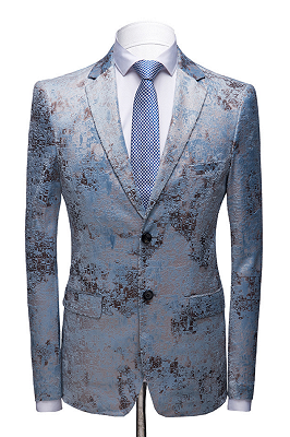 Printing Men's Prom Suits | Blue Wedding Tuxedos with White Pants