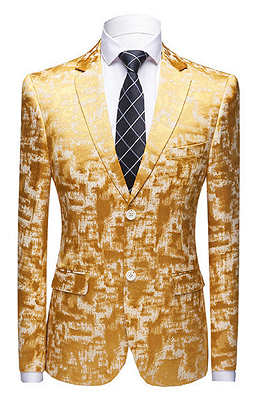 Special Printed Bright Gold Notched Lapel Men's Suits for Prom_1