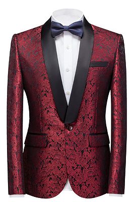 Bryce Ruby Slim Fit Jacquard Wedding Men Suits