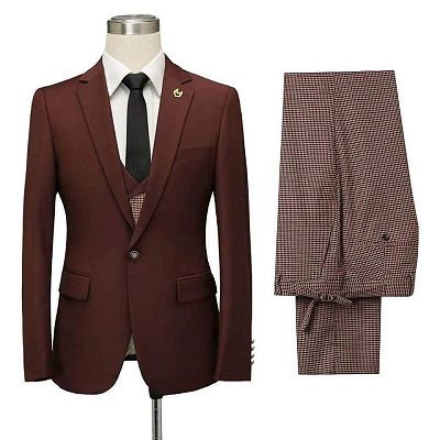 Javier Burgundy Notched Lapel Fitted Men Suits for Prom_4