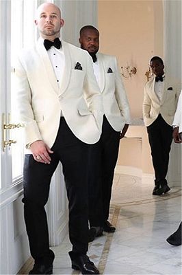 Julian White One Button Shawl Lapel Groomsmen Suits Online