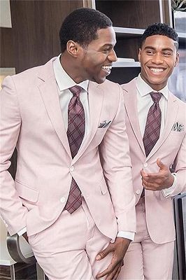 Nathaniel Stylish Blushing Pink Slim Fit Groomsmen Suits for Wedding_1
