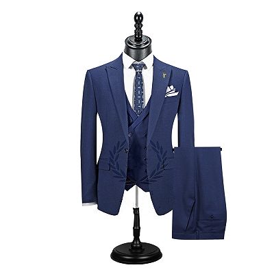 Leonardo Dark Navy Stylish Peaked Lapel Men Suits Online_2