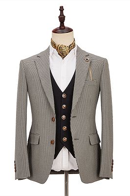 Light Khaki Notch Lapel 3 Piece Men's Suit with Dark Coffee Waistcoat