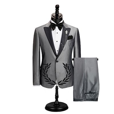 Shawn Gray Stylish Peaked Lapel Slim Fit Business Men Suits