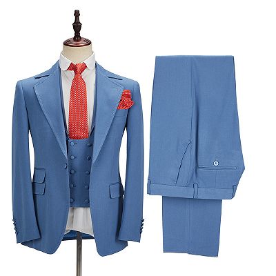 Raymond Blue Slim Fit Notched Lapel Men Suits Online_4