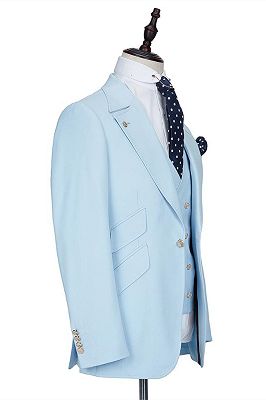 Andre Sky Blue Stylish Peaked Lapel Best Fit Men Suit for Prom_2