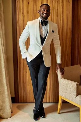 Sergio Fashion Slim Fit White Wedding Suit for Groom_1