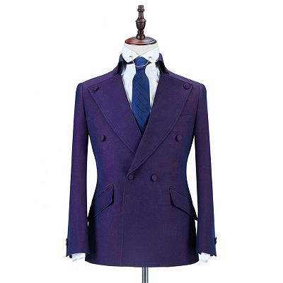 Marco Purple Peaked Lapel Double Breasted Fashion Men Suits Online_3