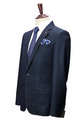 Spencer Dark Navy Fashion Notched Lapel Men Suits with One Button_3