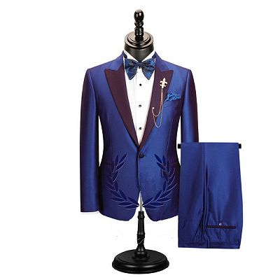 Wesley Blue Peaked Lapel Men Suits for Prom