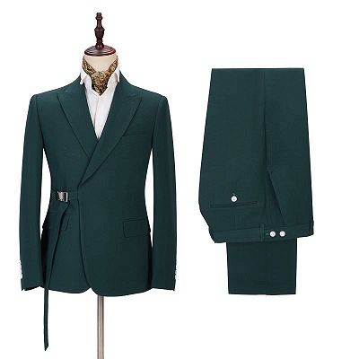 Dakota Dark Green Peaked Lapel Bespoke Prom Suits Online_2