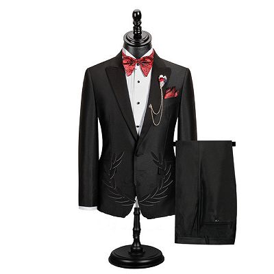 Edgar Fashion Black Peaked Lapel Best Fitted Men Suit for Prom_2
