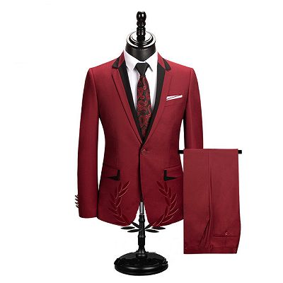 Jace Stylish Red Slim Fit Notched Lapel One Button Men Suits Online_2