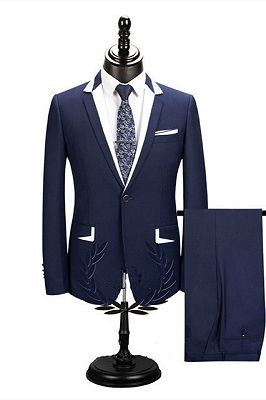 Bryson Dark Navy One Button Men Suits for Business