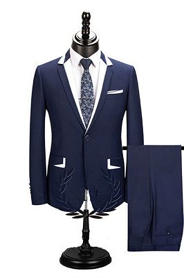 Bryson Dark Navy One Button Men Suits for Business_1