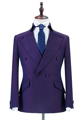 Marco Purple Peaked Lapel Double Breasted Fashion Men Suits Online
