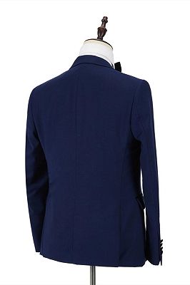 Dark Blue Peak Lapel Men's Wedding Suit | Velvet Lapel Formal Suit
