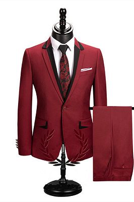Jace Stylish Red Slim Fit Notched Lapel One Button Men Suits Online_1