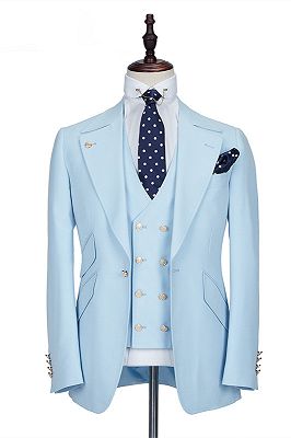 Andre Sky Blue Stylish Peaked Lapel Best Fit Men Suit for Prom_1