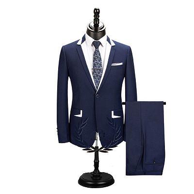 Bryson Dark Navy One Button Men Suits for Business