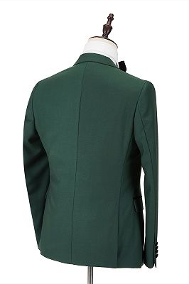 Black Peak Lapel Dark Green Men's Wedding Suit | Velvet Banding Edge Formal Suit