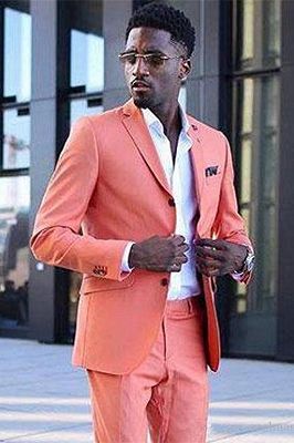 Jeffrey Coral Stylish Notched Lapel Slim Fit Men Suits