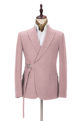 Chic Pink Men's Casual Suit for Prom | Buckle Button Formal Groomsmen Suit for Wedding_1
