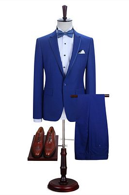 Abraham Royal Blue One Button Notched Lapel Men Suits for Prom