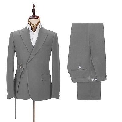 Elegant Dark Gray Men's Formal Suit | Buckle Button Suit for Groomsmen