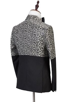 Ryder Cool Leopard Print Black Double Breasted Men Suits_4
