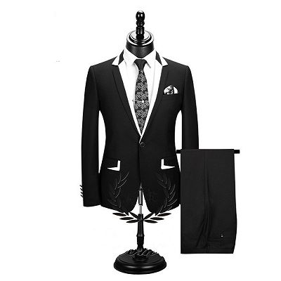 Erick Fashion Black Two Pieces Formal Business Men Suits_2