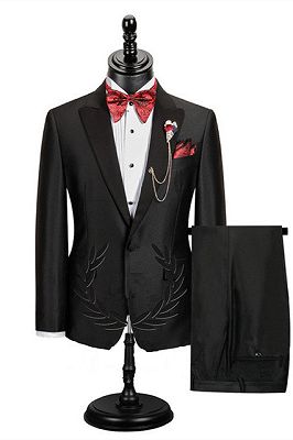 Edgar Fashion Black Peaked Lapel Best Fitted Men Suit for Prom