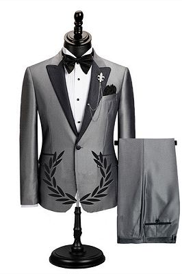 Shawn Gray Stylish Peaked Lapel Slim Fit Business Men Suits
