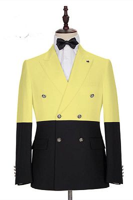 Taylor Yellow Fashion Slim Fit Double Breasted Prom Outfits for Guys_1