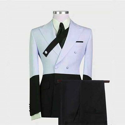 Devon Sky Blue Fashion Peaked Lapel Prom Men Suits Online_2